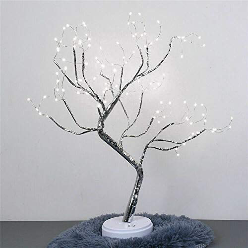 Soekodu Luz de árbol Abedul Navidad, 108 Led Lámpara árbol Bonsai Árbol Abedul Iluminado USB o Interruptor Táctil con Pilas Luces Rama árbol Alambre Cobre para Decoración Interior Hogar (Luz Blanca)