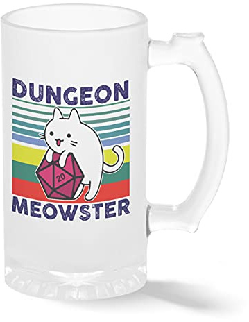 Dungeon Meowster Vintage DnD D21 Transparent Bierkrug Stein 500ml