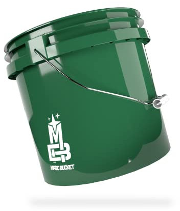 MAGIC BUCKET | Wascheimer für Auto Handwäsche Dunkelgrün | 3,5 US GALLONEN ca. 13 Liter | kompatibel mit Grit Guard, Detail Guardz Dirt Lock, Chemical Guys Dirt Trap, Gamma Lids