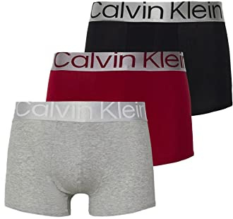 Calvin Klein Herren 3er-Pack Boxershorts Trunk 3 PK mit Stretch, Red Carpet/ Black/ Grey Heather, XL