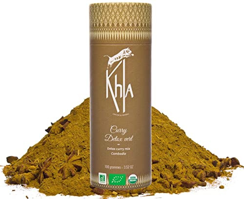 Khla - Grünes Curry Detox Pulver - Rohr 100g - Milde Mischung - Vegetarische Küche - Zutaten Kochen und Backen - Indisches Thai-Curry - Moringa, Kurkuma, Pfeffer - Asiatische Gewürze