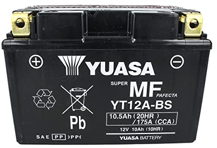 Yuasa YT12A-BS Motorradbatterie, wartungsfrei, 12 V, 10 Ah, Maße: 150 x 87 x 106 mm, kompatibel mit Suzuki SV X 650 1999-2002
