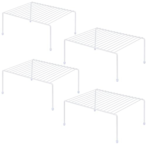 JBESUHI Medium (13.1 x 10.2 Inch) Cabinet Storage Shelf Rack, Shelves,Kitchen Counter and Cabinet Shelf, Storage Rack Organizer for Fridge, Cabinet, Bathroom Cupboard& Pantry (4, White)