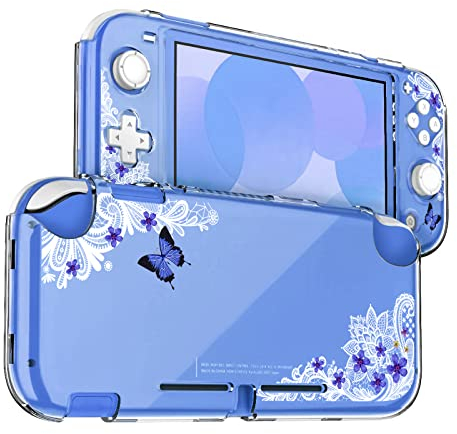DLseego Schutzhülle Kompatibel mit Switch Lite, Hart PC Slim Durchsichtige Hülle Cover, Stoßfest rutschfest Zubehör für Switch Lite,Schmetterling