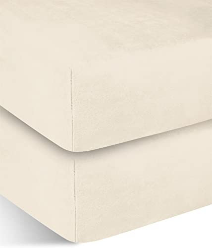 normani 2 weiche Flanell Spannbettlaken mit Cashmere Touch und 35 cm Steghöhe - Bettlaken aus Jersey Fleece - warmes Winter Spannbetttuch Laken Farbe Beige Größe 180 cm x 200 cm