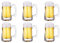 TUSAPAM Schweres Bierbecher-Set, 354 ml Glasbecher mit Griff, Biergläser für Gefrierschrank, 370 ml Biertrinkgläser, traditioneller Stein für Bar, Alkohol, Getränke, Kaffee, Tee, 6er-Set