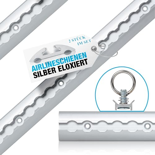 NTG Alu Airlineschiene runde halbrunde Form, m. Bohrungen - TÜV Zertifiziert -Sparsetauswahl- Ladungssicherung | LKWs, Wohnmobile, Transporter u. Anhänger | Silber eloxiert (LS.B25-1000.SET1.1)