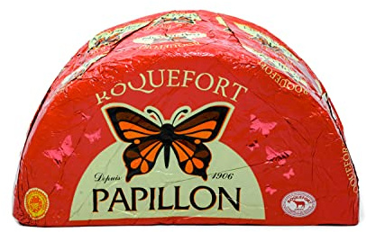 Roquefort Papillon Edelschmimmelkäse AOP - 2x 1,25KG - französischer Blauschimmelkäse 150 Tage gereifter Schafs-Käse, exquisiter Käse würzig-kräftig im Geschmack mit cremiger Textur