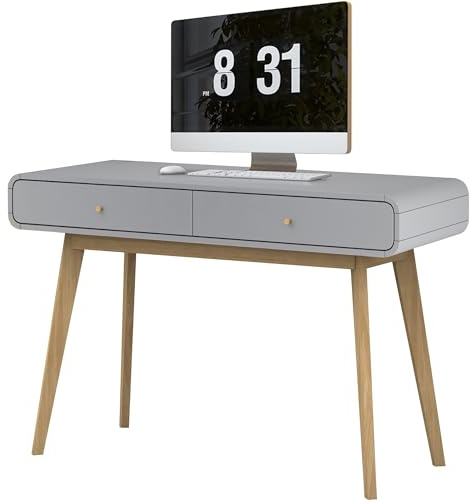 Dorel Home Furnishings Cassie | Schreibtisch mit 2 Türen in Grauer Holzoptik