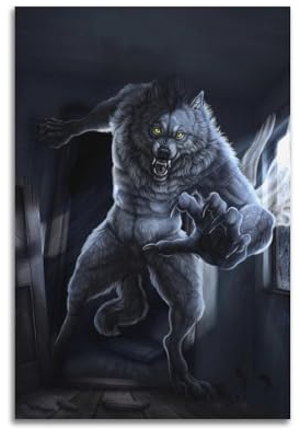 KTIN Vintage Tier Poster Magische Legende Werwolf Poster Dekorative Malerei Leinwand Wandposter und Kunstbild Druck Moderne Familie Schlafzimmer Dekor Poster 60 x 90 cm