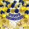 ZERODECO Geburtstagsdeko Marineblau Gold, Happy Birthday Girlande Pompons Fransen Vorhang Luftballons Geburtstagsdeko Jungen Geburtstagsdeko Herren Kindergeburtstag Deko Geburtstag Party Zubehör
