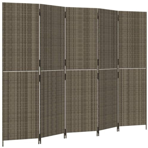 vidaXL Paravent 5-TLG. Grau Poly Rattan