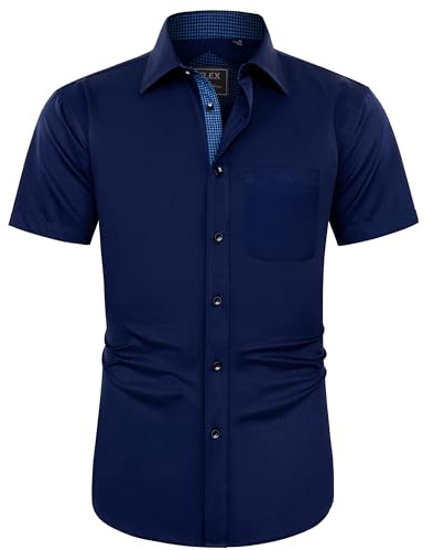 J.VER Herren Hemd Kurzarm Freizeithemd mit Tasche Regular fit Businesshemd Bügelleichte Oberteile Männer Modern