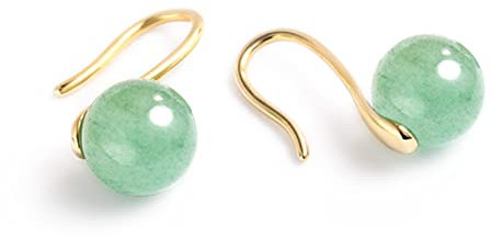 Jade Ohrstecker Ohrringe, Grüne Jade Ohrringe Ohrstecker, 925 Sterling Silber Ohrringe, Glücksbringer Ohrringe Handmade Ohrringe Geschenk für Geburtstag Jahrestag (Gold)