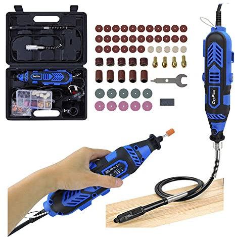 Mini ponceuse 135 W, 10 000 à 32 000 tr/min, kit de rotation avec 80 accessoires pour le bricolage, le bois et les artisans amateurs