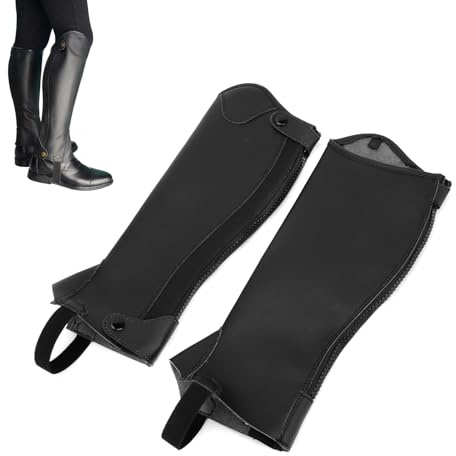 HERCHR Half Chap Für Kinder, REIT-Half Chaps, Kinder-Chaps, Reitgamaschen, Schutzausrüstung Für Den Reitsport, Leder-Reißverschluss, Half Chap, Unisex-Kinder