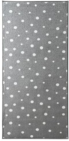KARAT Teppichläufer Dots&Stars - 80 x 100 cm - Kinderteppich für Jungen und Mädchen - Spielteppich, Teppich für Kinderzimmer, Wohnzimmer, Schlafzimmer (White Dots)