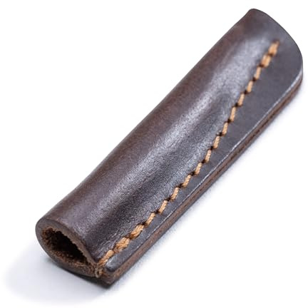 Angus Stoke Bleistiftkappe aus Echtleder – Lederkappe für Bleistift, Graphitstift, Zeichenstift – Verlängerung Stift – Kappe handgenäht Stuart (3x Braun)