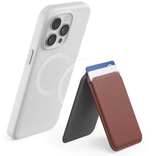 MOFT Magnetische Wallet Kompatibel mit MagSafe, Magnetische Kartenhalterung Handy Ständer für iPhone 16/15/14/13/12 Serie, MOVAS Veganes Leder Handyhalter mit 2 Kartenhaltern (Sienna Brown)