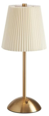 Cordless Table Lamp, 3000mAh Rechargeable Battery Operated Touch Light, Portable 3-Color Dimmable Vintage Ambient Light Beige Fabric Shade for Dining Table/Bedroom/Kitchen/Bar/Bathroom/Entryway/Gift