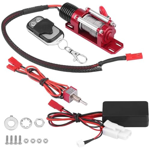 Sarini RC Winch 1/10 Escala Crawler Winch Remolque Modelo Coches Vehículo Inalámbrico Metal Winch Control Remoto Kit Simulación Coche Winch 1:10 Accesorios Controlador