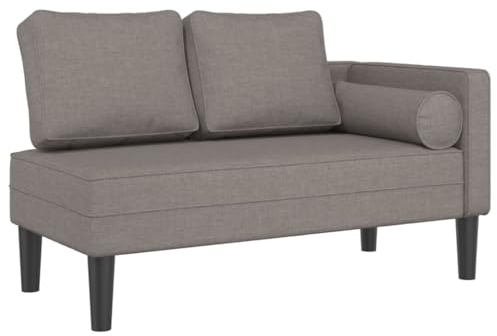 vidaXL Chaiselongue, Indoor Lounge Sofa mit Kissen, Gepolsterte Recamiere für Wohnzimmer Schlafzimmer Büro, Relaxliege Couch, Taupe Stoff