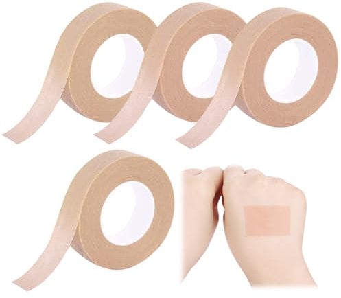 gaubss 4 Rolls Micropore Surgical Tape, Nose Tape for Rhinoplasty, Breathable Flexible Skin Tape Micropore Tape for Sports Eyelash Extension Injuries, 1.25cm x 9.14m, Skin Color