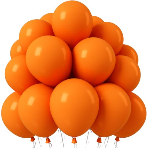 Jobkoo Orange Balloons 12 Inch Burnt Orange Party Latex Balloon 50pcs Matte Light Orange Round Helium Balloons for Halloween Fall Anniversary Autumn Thanksgiving Birthday Wedding Party Decorations