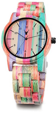 LeeEv Holzuhren Uwood Serie 40mm Unisex Natürliche Handarbeit Holz Uhr mit Geschenkbox & Band verstellbar