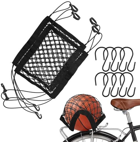 JIYIN 2 Stück Gepäcknetz Motorrad, Gepäcknetz Fahrrad mit 4 Haken Fahrradkorb Netz Motorradhelm Netz Fahrrad Netz Motorrad Gepäcknetz Motorrad Netz für Fahrrad Motorrad usw (2)