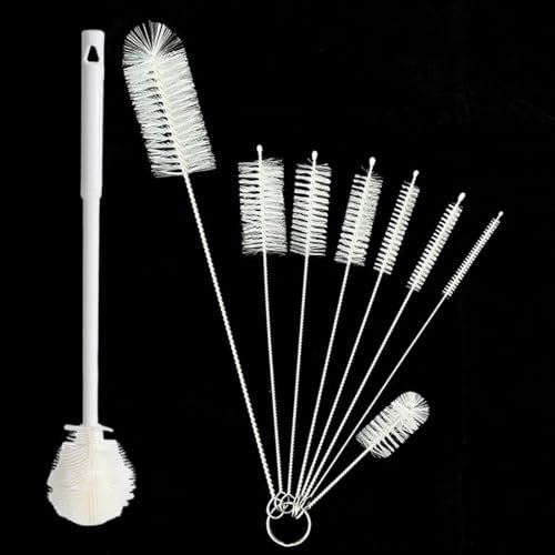 Goupillon Biberon + 8 Pièces Brosse en paille, Brosses à Bouteilles en Silicone avec goupillon, Brosse biberon bébé, Brosse à Paille, Brosse à tétine et Brosse pour Tube de Nettoyage