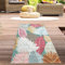 CARPETIA Outdoor Teppich Blumenmuster wetterfest für Balkon Flur Terrasse – pflegeleicht dünn robust Vintage für Eingangsbereich Creme Bunt 80 x 150 cm