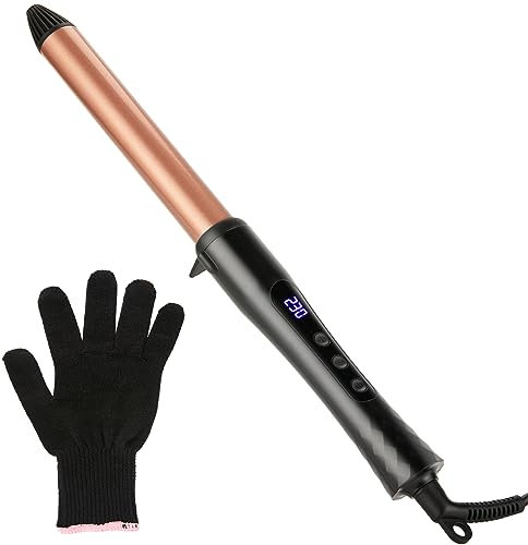 LXMTOU Curling Wand 25mm Ceramic Hair Curler Wand for Medium Length & Long Hair Professional Styler 1 Inch Curling Iron with Clampless 100°C-230°C Temperature Adjustable Dual Voltage (25mm)