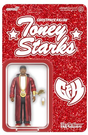 Super7 Ghostface Killah Toney Starks Reaktionsfigur - 9,5 cm Ghostface Killah Actionfigur mit Zubehör Hip Hop Sammlerstücke und Retro Spielzeug