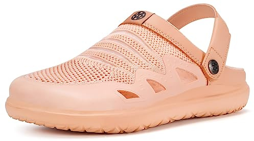 Sabots Mules Femmes Hommes Respirant Chaussures de Jardin Pantoufle de Maison Plage Sandales D'Été Antidérapant Sandales Clogs,Orange,38 EU
