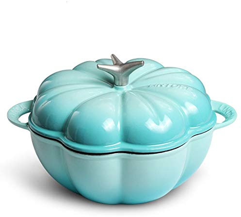 8KLANMMQ Household Tomato Shape Cast Iron Enamel Cooking Stew Soup Pot Thickened Flat Base Saucepan Induction Cooker (Color : A) (B)