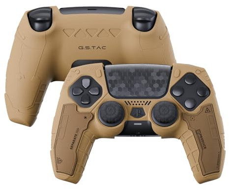 G.S.TAC Tactical PS5 Controller Skin Set, Anti-Slip Silicone Protective Cover Case for PS5 Wireless Controller with 2 Thumb Grip Caps and 2 Stickers - Desert Yellow