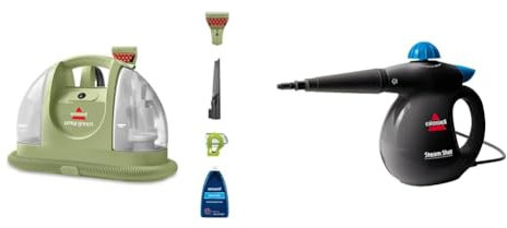 Bundle of BISSELL Little Green Carpet Cleaner + BISSELL SteamShot Handheld Steam Cleaner (4098E & 2635E)