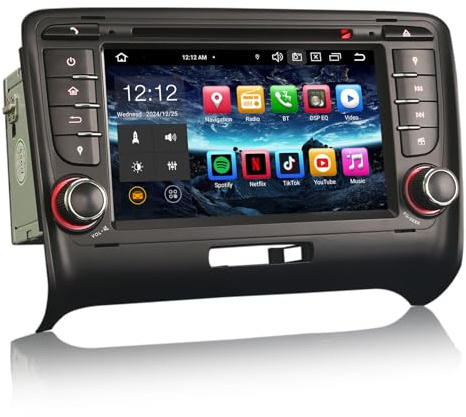 8-Kern 4GB RAM+64GB ROM 7 Zoll Android 14 Autoradio Bluetooth 2 Din Für Audi TT MK2 CD Player Unterstützt GPS Navigation Carplay Android Auto WiFi 4G DAB+ DSP USB OBD2 FM Radio RDS DVD TPMS Canbus