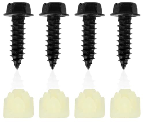 lasuroa Kit de Vis pour Plaque d'Immatriculation, Comprenant 4 Supports de Vis en Nylon & 4 Viss Noires Plaque d'Immatriculation pour Fixer Les Plaques d'Immatriculations Couvercles Cadres