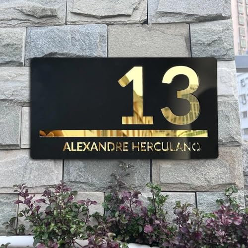 Personalized Acrylic Modern House Number Plaque, Customized Acrylic 3D Carving Number Plate Address Plaque Sign for Home, Street, Garden, Hotel, Apartment, Shop(20x40cm)