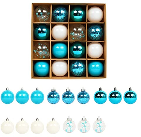 WBDWWTD 16 ück Weihnachtskugeln, Weihnachtskugeln, Weihnachtsset, Kunststoff, zum Aufhängen, Heimdekoration für Weihnachten, Neujahr, Party, Geburtstag, Themendekoration, Einheitsgröße (D)
