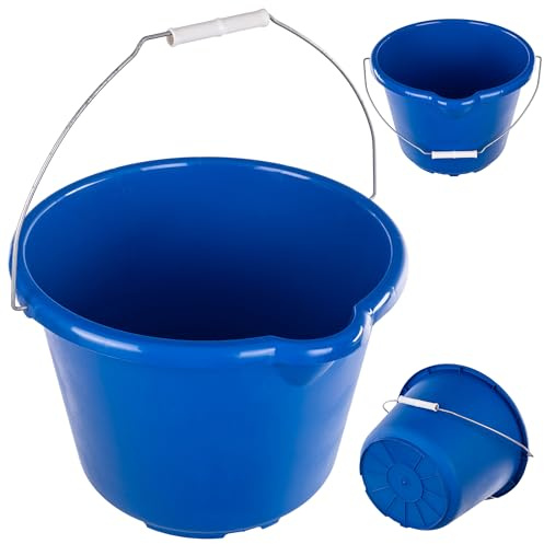 KADAX Haushaltseimer 12 Liter, Putzeimer mit Ausguss & Tragegriff, Eimer aus Kunststoff, Wassereimer für Reinigung, Haushalt & Garten, Kunststoffeimer (Blau)