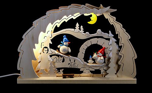 Michael Müller Schwibbogen Schneemann-Familie - 41x27x4,5 cm