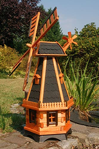 Windmühle WM 1,30-1,45 (schwarz mit Solarbeleuchtung, 1,28 m)