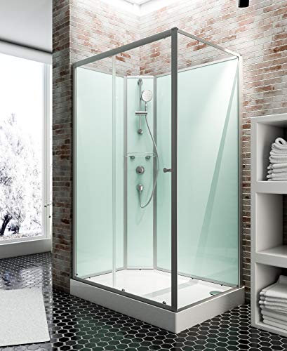 Schulte Cabine de Douche complète en kit 140 x 90 x 204 cm (bac de Douche Inclus), alu-argenté, avec Porte coulissante, Ouverture vers la Gauche, Verre de sécurité Porte 5 mm, Cabine intégrale