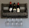 Dekorie Scaffale per vino in legno da parete – con porta bicchieri – nero – già montato – scaffale per bottiglie di vino e bicchieri di vino