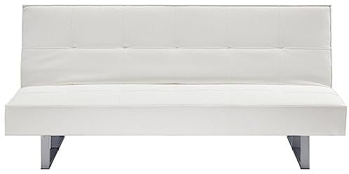 Beliani 3-Sitzer Schlafsofa Kunstleder weiß gesteppt Sofa mit Schlaffunktion Derby