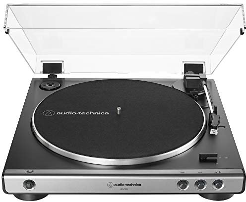 Audio-Technica AT-LP60X-GM Fully Automatic Belt-Drive Stereo Turntable, Gunmetal/Black, Hi-Fi, 2 Speed, Dust Cover, Anti-Resonance, Die-Cast Aluminum Platter