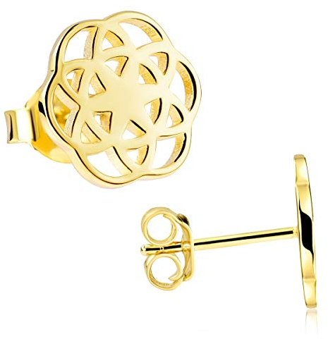 Materia Blumen Ohrringe Gold Stecker - Goldohrringe Lebensblume vergoldet SO-384-Gold